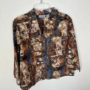Vintage Samanthas Style Shoppe Womens Abstract Print Top XL Cotton